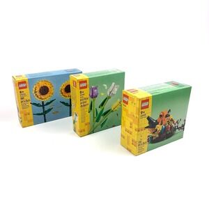 Lego Spring Lot of‎ 3 40461 Tulips 40524 Sunflowers 40639 Birds Nest